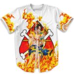 Awesome Fire Fist Portgas D. Ace White Baseball Uniform