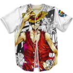 One Piece Trendy Monkey D. Luffy White Baseball Uniform