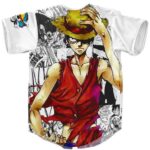 One Piece Trendy Monkey D. Luffy White Baseball Uniform