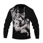 Badass Monkey D. Luffy Silhouette Portrait Black Hoodie