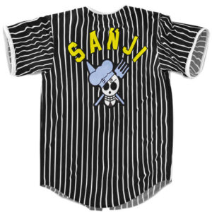 Black Leg Vinsmoke Sanji Logo Striped Black Baseball Jersey