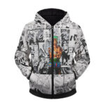 Bruised and Bloody Zoro Comic Strip Art Epic Zip Hoodie