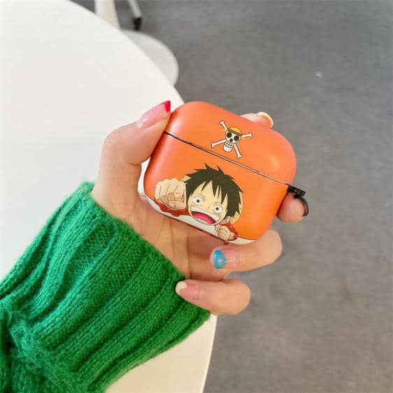 Cute Luffy Art And Jolly Roger Logo AirPods Cover
