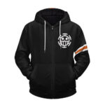 Donquixote Rosinante Corazon Logo Black Zipper Hoodie