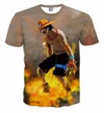 Flaming Ace One Piece Super Angry Impressive T-shirt