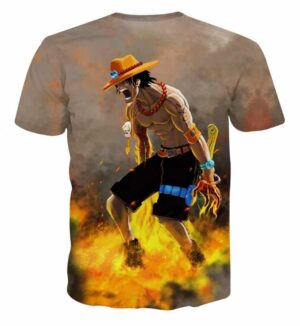 Flaming Ace One Piece Super Angry Impressive T-shirt