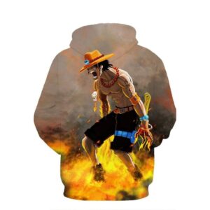 Funny One Piece Angry Powerful D. Ace Anime Artwear 3D Hoodie