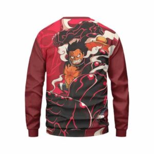 Furious Luffy Fourth Gear Form Red Crewneck Sweater