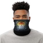 Glowing Skull And Crossbones Straw Hat Logo Neck Gaiter