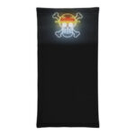 Glowing Skull And Crossbones Straw Hat Logo Neck Gaiter
