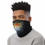 Glowing Skull And Crossbones Straw Hat Logo Neck Gaiter