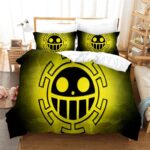 Heart Pirates Smiley Face Logo Yellow And Black Bed Set