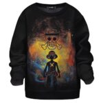 One Piece Luffy Straw Hat Logo Black Kid Sweater