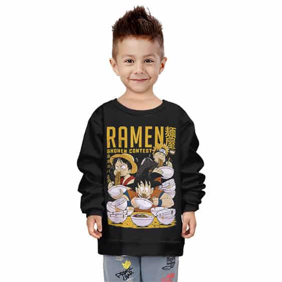 Goku Luffy Naruto Eating Ramen Kids Sweatshirt