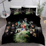 Luffy And One Piece Anime Characters Black Bedding Set