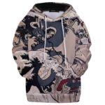 Luffy & Kaidou Battle Japanese Art Kids Hoodie
