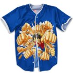 Luffy Multiple Punch Technique Vibrant Blue Baseball Jersey