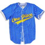 Luffy Straw Hat Logo Icon Blue Striped Baseball Jersey