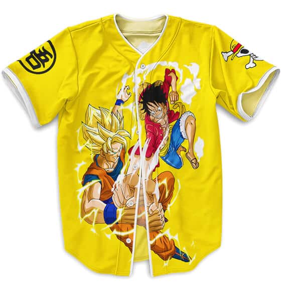 Luffy Vs Goku Logo Symbols Yellow Dope Baseball Uniform