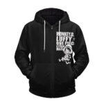 Monkey D. Luffy Chibi Art Straw Hat Black Zip Up Hoodie