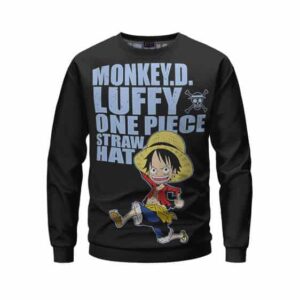 Monkey D. Luffy Chibi Art Straw Hat One Piece Black Sweater