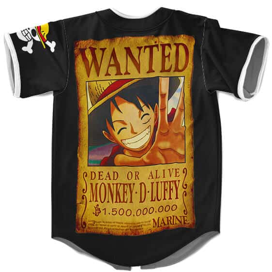 Monkey D. Luffy Wanted Poster Black Baseball Shirt