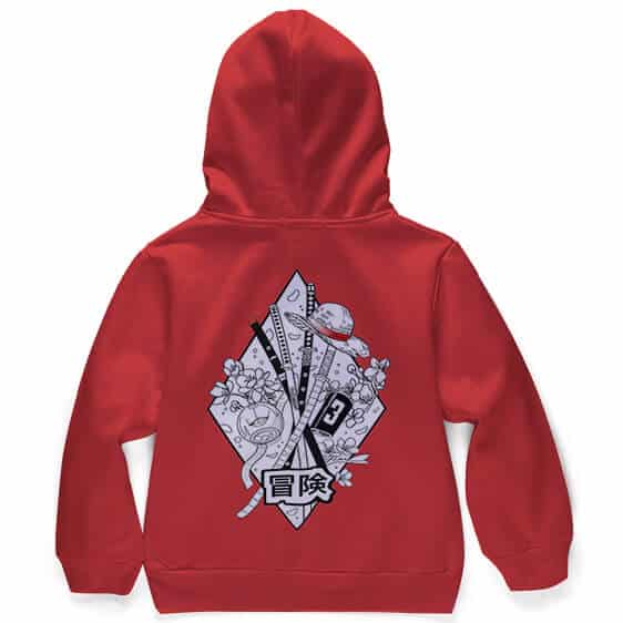 Mugiwara Crew Iconic Logos Red Kids Hoodie Jacket