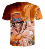 One Piece Ace Fire Fist Flame Portrait Print T-shirt