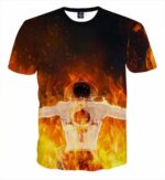 One Piece Ace Flame Back Standing 3D Full Print T-shirt