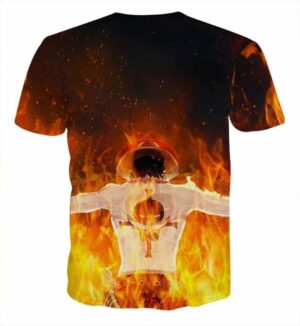 One Piece Ace Flame Back Standing 3D Full Print T-shirt