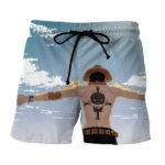 One Piece Ace on Fire White Beard Tattoo Back Boardshorts