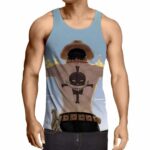 One Piece Ace on Fire White Beard Tattoo Back Tank Top