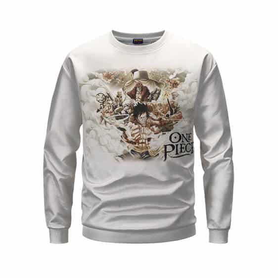 One Piece Anime Series Characters Artwork White Sweater