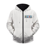 One Piece Anime Series Characters Artwork White Zip Hoodie