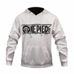 One Piece Anime Series Logo Artwork White Hoodie Jacket