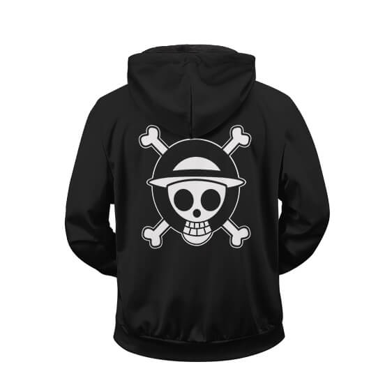 One Piece Anime Series Skull Logo Art Black Zipper Hoodie
