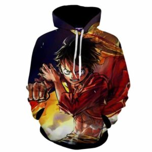 One Piece Cool Pirate King Luffy Pistol Skill Hoodie
