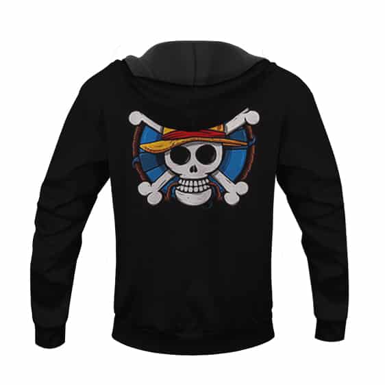 One Piece East Blue Straw Hat Pirates Skull Icon Black Hoodie