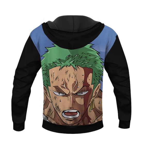 One Piece Exhausted Zoro Face Design Cool Pullover Hoodie