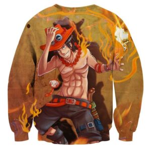 One Piece Fire Fist Ace Fiery Blazing Hot Orange Sweatshirt