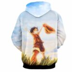 One Piece Happy Young Monkey D. Luffy Sunset Scenery 3D Hoodie