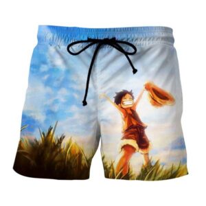 One Piece Happy Young Monkey D. Luffy Sunset Scenery Boardshorts
