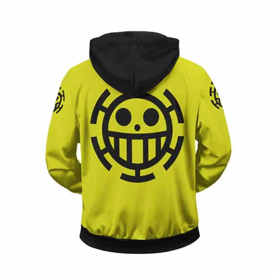 One Piece Heart Pirates Skull Logo Yellow Zip Up Hoodie