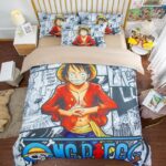 One Piece Luffy Black & White Comic Art Background Bed Set