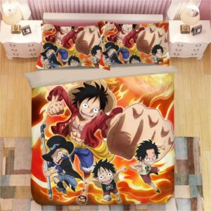 One Piece Luffy Sabo And Ace Flame Fan Art Bedding Set