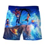 One Piece Monkey D Luff Ace Sabo Happy Playing Kids Boardshorts