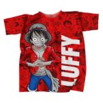 One Piece Monkey D Luffy Manga Strips Red T-shirt