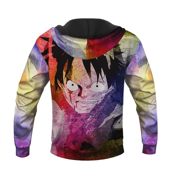 One Piece Monkey D. Luffy Colorful Face Artwork Hoodie