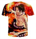 One Piece Muscular Ace Battle Flame Aura Vibrant T-shirt