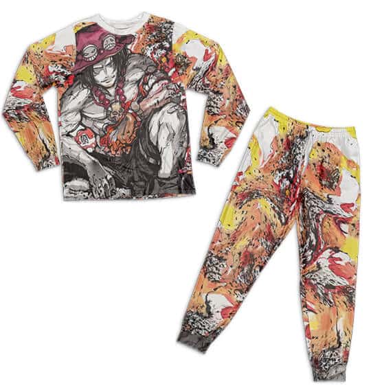 One Piece Portgas D. Ace Fire Fruit Art Cool Pajamas Set